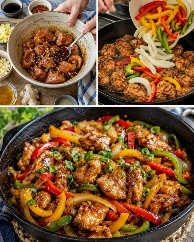 Pollo e Peperoni con Zenzero e Aglio in padella unica