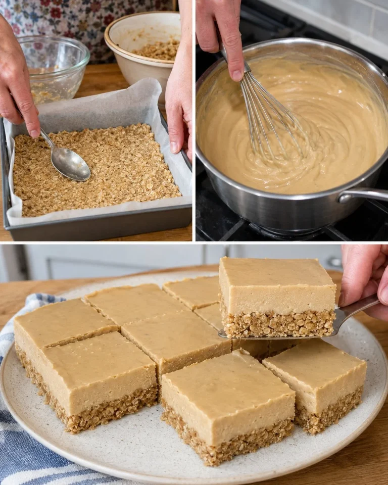 Quadretti di Avena con Crema al Caffè in un piatto decorativo