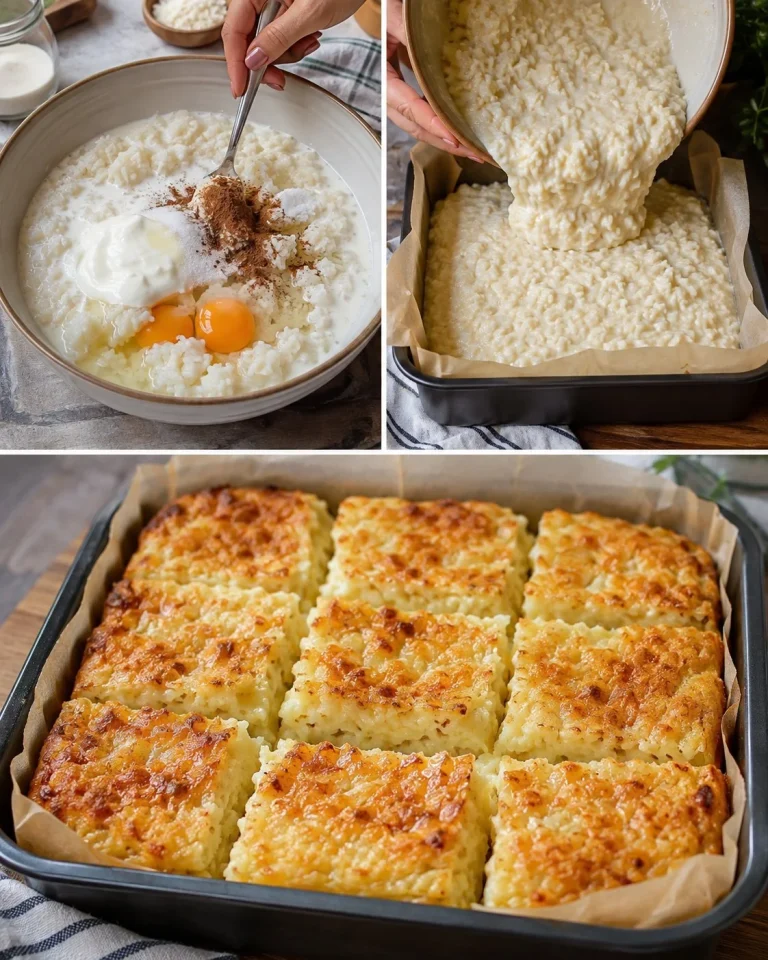 Quadretti di pudding di riso al forno, dolce cremoso e goloso