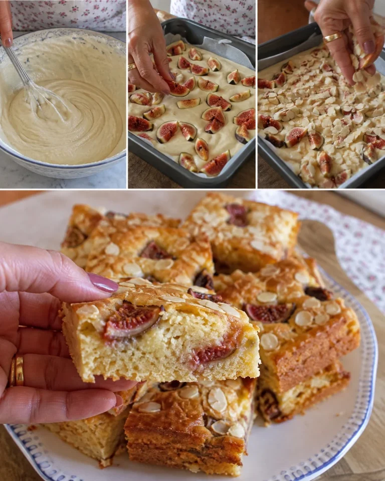 Quadrotti morbidi allo yogurt con fichi e mandorle, un dolce delizioso e sano.