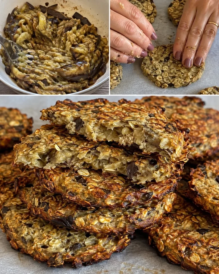 Schiacciatine di melanzane e avena al forno su un piatto