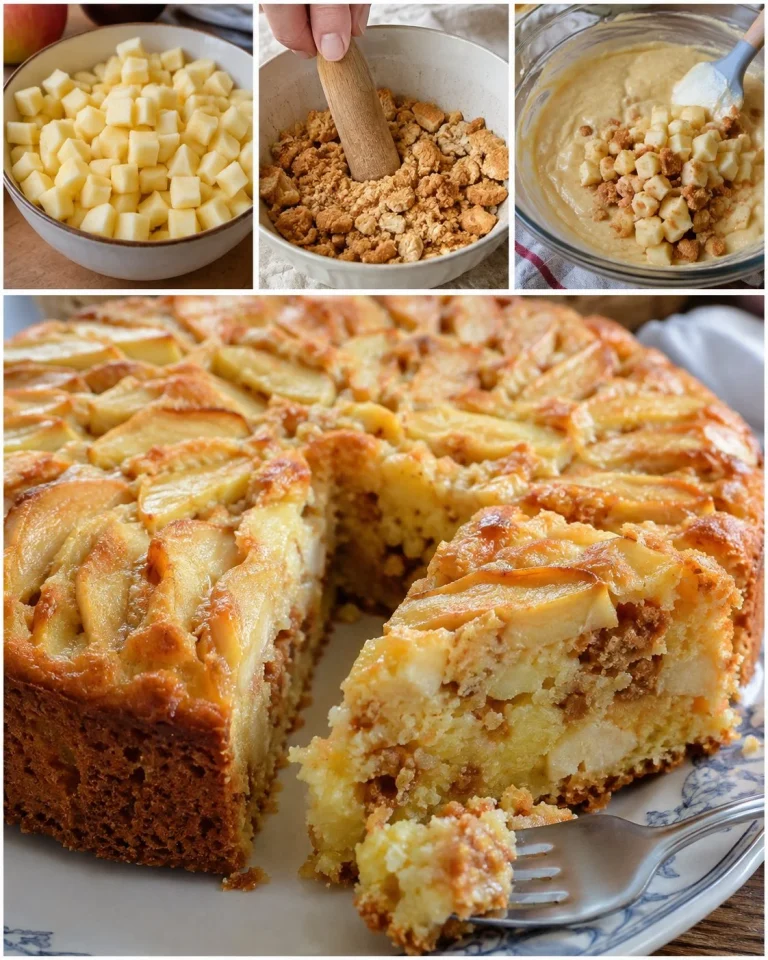 Fetta di torta di mele e amaretti allo yogurt su un piatto elegante