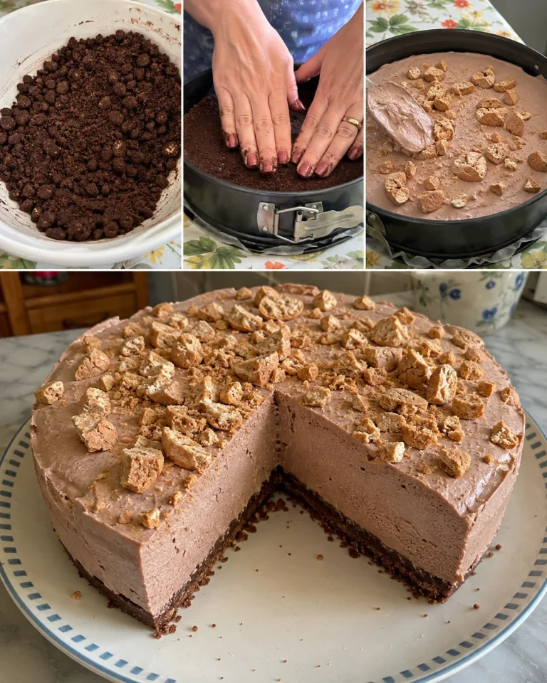 Torta fredda al cacao con ricotta e amaretti, dessert fresco e goloso.