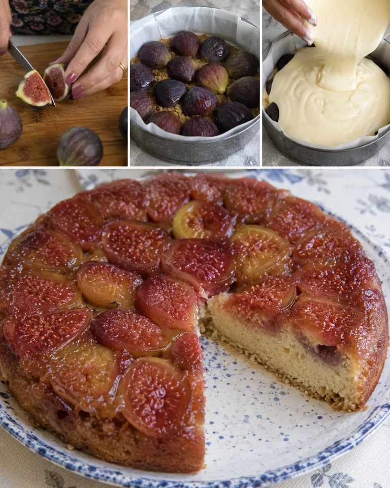 Torta rovesciata di fichi e yogurt pronta da servire