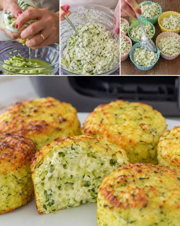 Tortini di zucchine e ricotta pronti da servire, cucinati in friggitrice ad aria