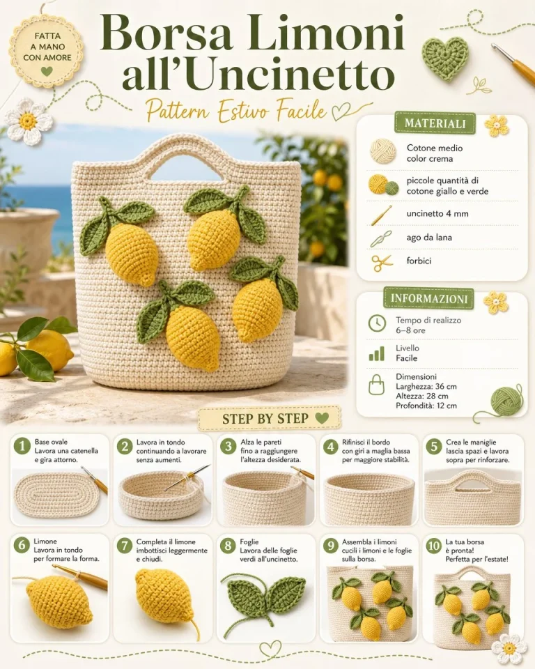 Borsa Limoni all’Uncinetto - Pattern Estivo Facile e colorato