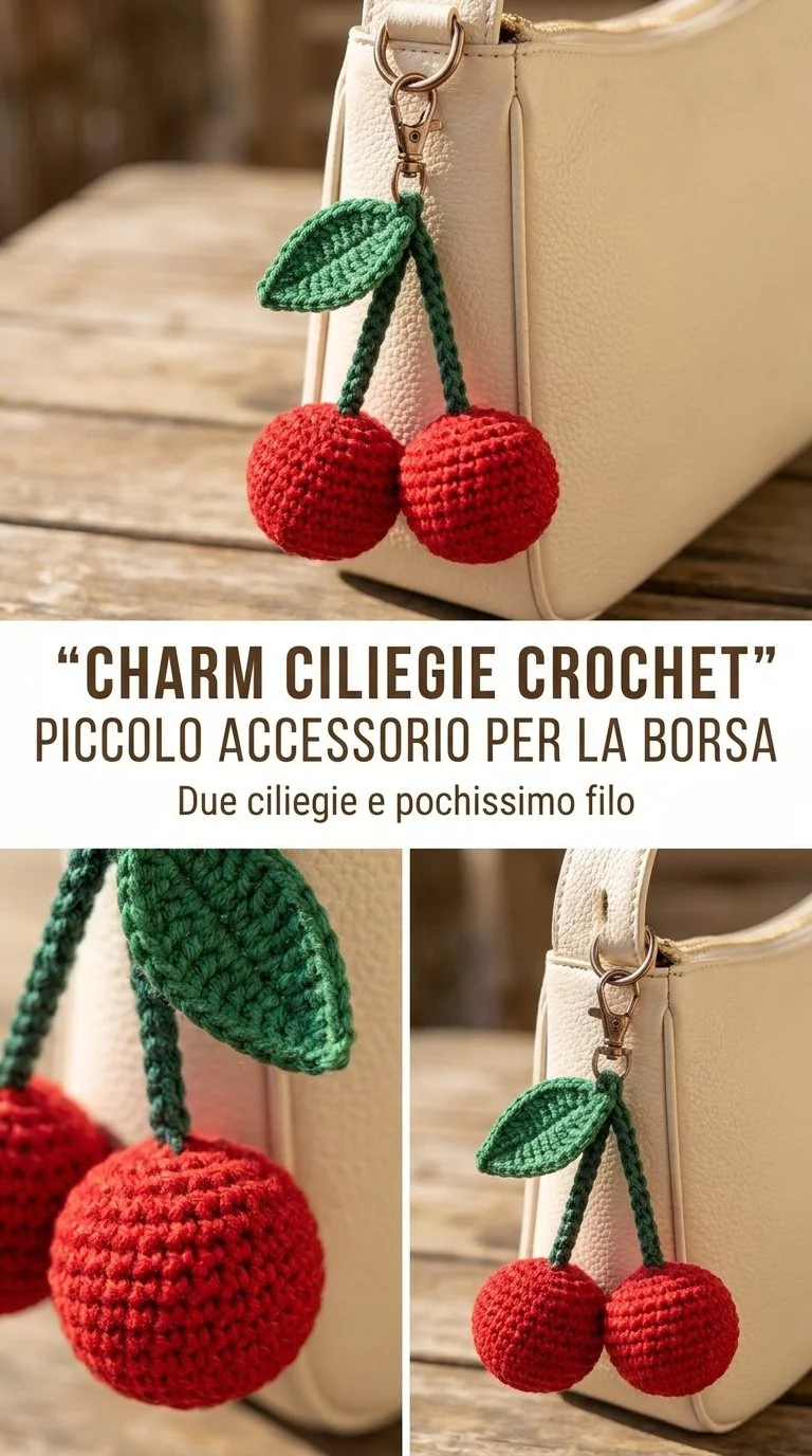 Charm Ciliegie Crochet - Bag Charm Amigurumi colorato e unico per borse