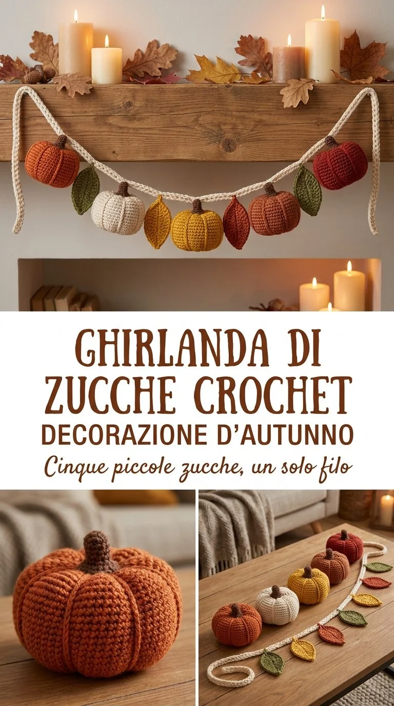 Ghirlanda di Zucche di crochet decorativa per l'autunno