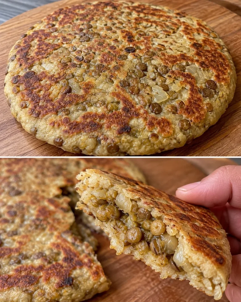 Pane piatto alle lenticchie appena sfornato, ricetta semplice e gustosa.