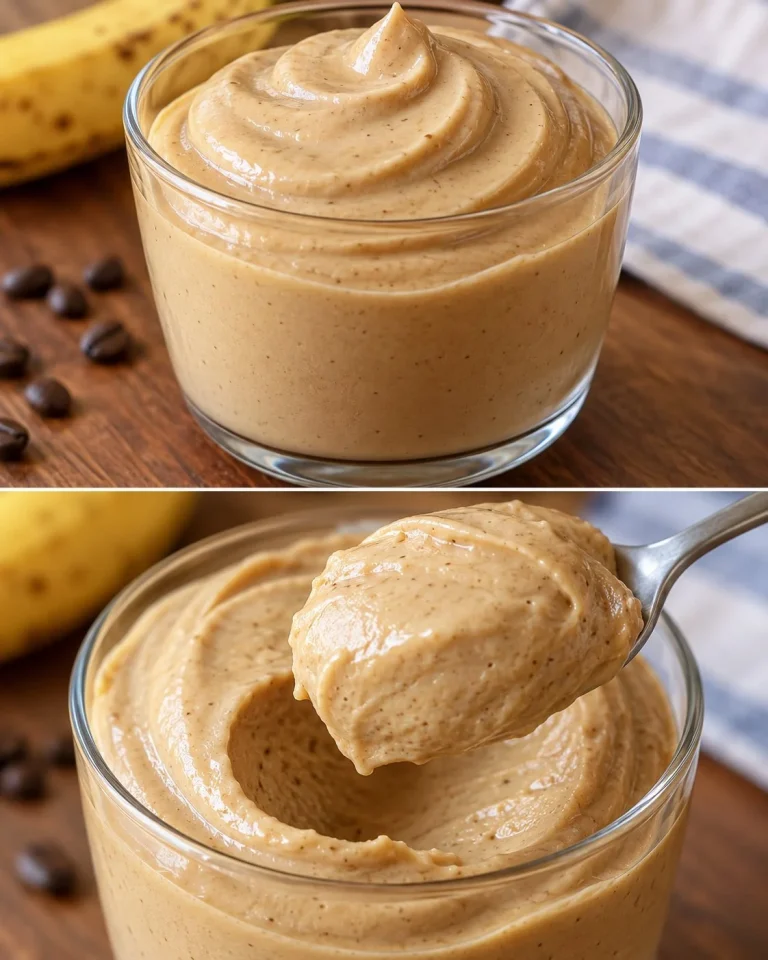 Postre di caffè e banana in vaso con ingredienti freschi