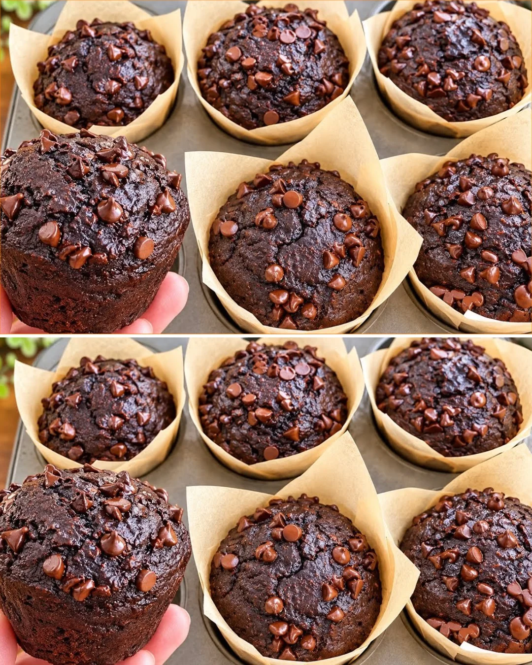 Muffin al cioccolato sani con avena e cacao, senza zucchero, su un piatto.